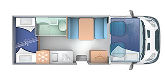 6 berth with rear bunk bed layout